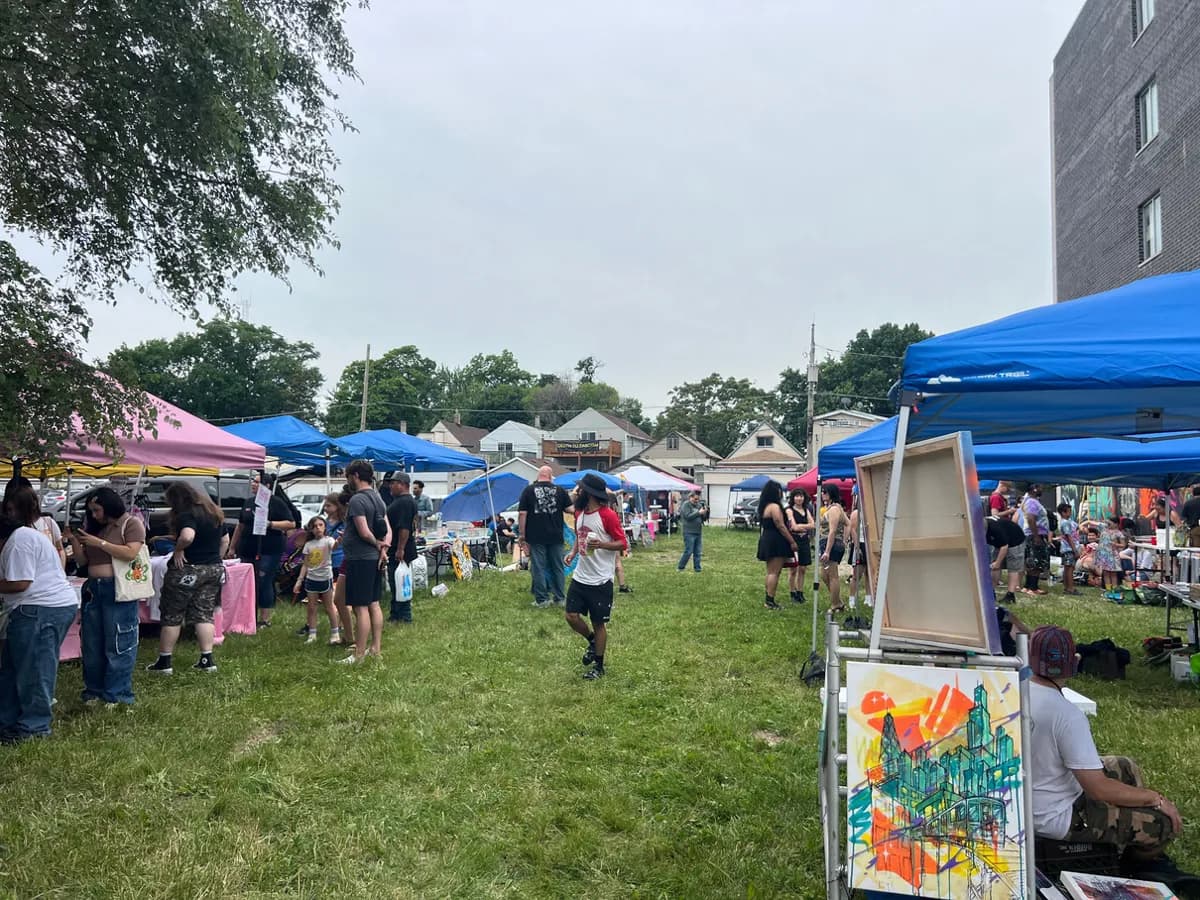 Vendor tents on a lawn